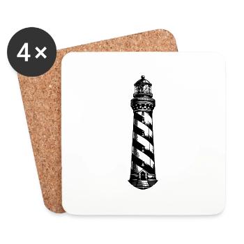 Schräg gestreifter Küsten Leuchtturm - Untersetzer (4er-Set) - Weiß - Vorne