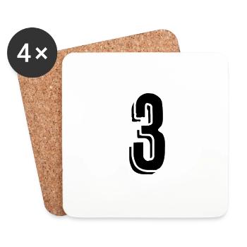 Maillot numéro 3 - Numéro - Trois - Dessous de verre (lot de 4) - blanc - Devant