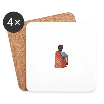 Painting India Woman Wearing a Sare, Buddhist - Coasters (set of 4) - white - Front