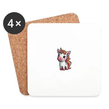 Licorne de dessin animé - Dessous de verre (lot de 4) - blanc - Devant