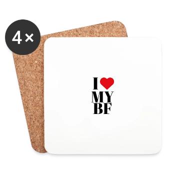 I love my BF Sticker: I love my boyfriend, png - Coasters (set of 4) - white - Front