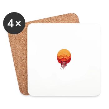 Rote Sonnen Qualle - Untersetzer (4er-Set) - Weiß - Vorne