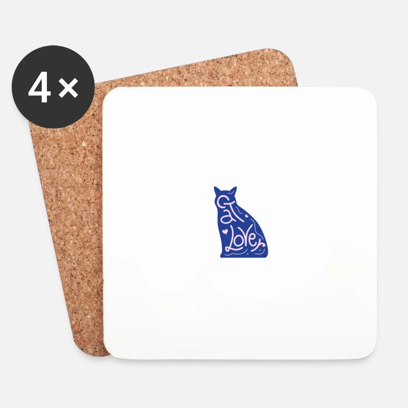 Katze - Untersetzer (4er-Set) - Weiß