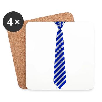 Krawatte gestreift Blau - Untersetzer (4er-Set) - Weiß - Vorne