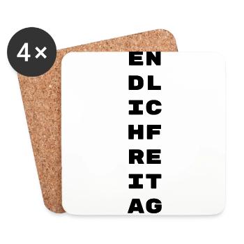 Endlich Freitag Party Feiern Trinken Geschenk - Untersetzer (4er-Set) - Weiß - Vorne