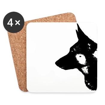 Berger Allemand - Mon Meilleur Ami - Animaux - Dessous de verre (lot de 4) - blanc - Devant