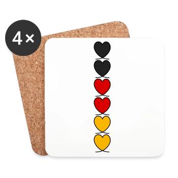 Deutschland Herzen - Untersetzer (4er-Set) - Weiß - Vorne