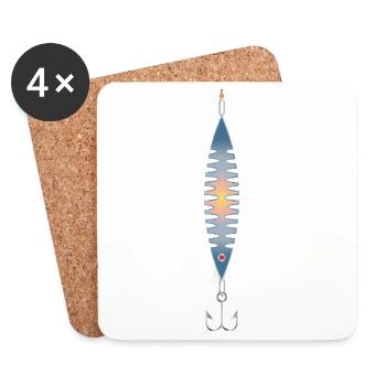 Colorful Fantasy Fishing Lure with Fish Hook - Coasters (set of 4) - white - Front