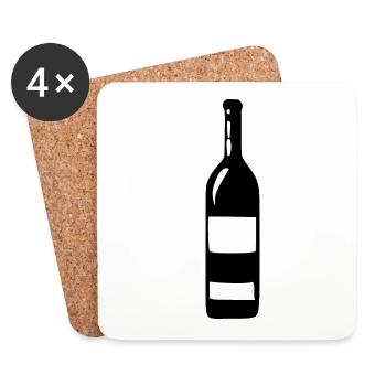 Weinglas, Wein, Weinflasche - Untersetzer (4er-Set) - Weiß - Vorne