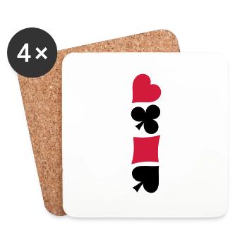 Heart Diamonds Poker Skat symbols icons - Coasters (set of 4) - white - Front