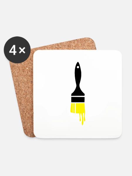 dripping paint brush - Coasters (set of 4) - white