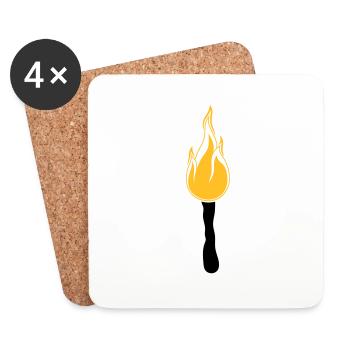 nachtwanderung fackel licht hell feuer flamme heis - Untersetzer (4er-Set) - Weiß - Vorne