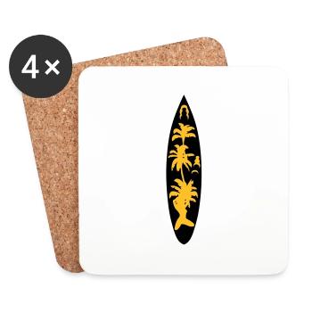 planche surf surfboard surfbrett2 - Dessous de verre (lot de 4) - blanc - Devant