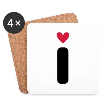 "I" mit Herzchen - Untersetzer (4er-Set) - Weiß - Vorne