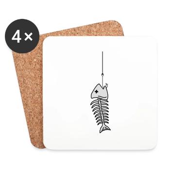 Fishbone On The Hook - Untersetzer (4er-Set) - Weiß - Vorne