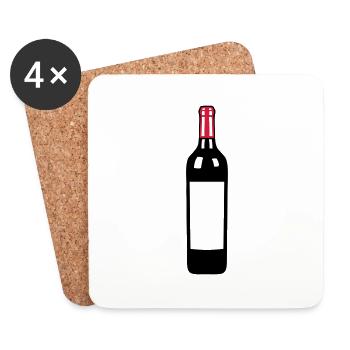 Rotwein-Flasche Weinflasche plonk - Untersetzer (4er-Set) - Weiß - Vorne