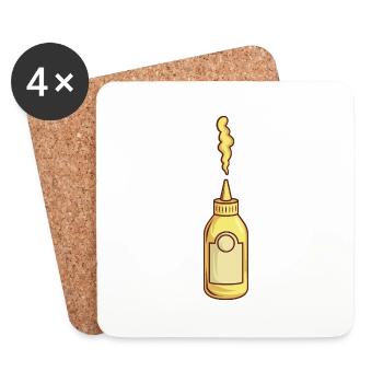 Bouteille de condiments - Dessous de verre (lot de 4) - blanc - Devant