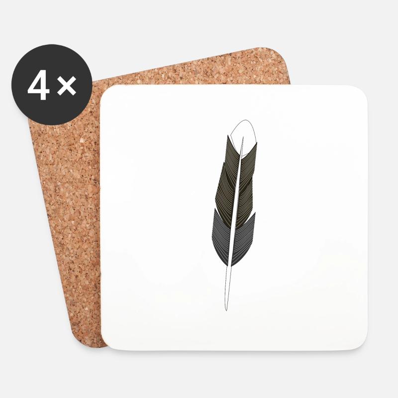 Feder - Hoffnung - Feather - Untersetzer (4er-Set) - Weiß
