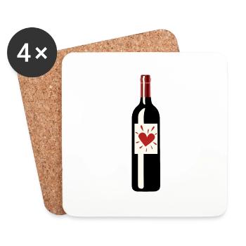 Rotweinflasche Alkohol Herz Humor 6 0 B - Untersetzer (4er-Set) - Weiß - Vorne