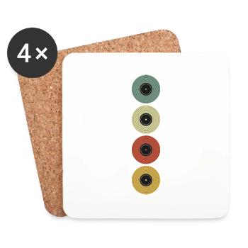 Vintage Retro Vinyl - Untersetzer (4er-Set) - Weiß - Vorne