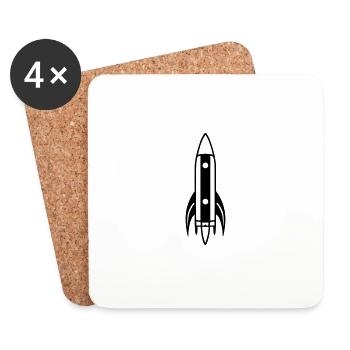 Rakete - Untersetzer (4er-Set) - Weiß - Vorne