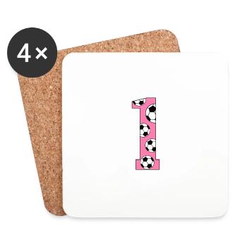 1. Geburtstag Fußball rosa - Untersetzer (4er-Set) - Weiß - Vorne