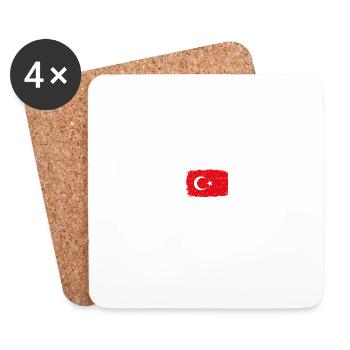 DRAPEAU TURC Turquie drapeau cadeau pour les Turcs - Dessous de verre (lot de 4) - blanc - Devant