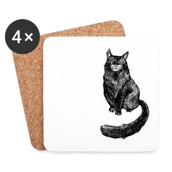 Elegante Katze - Untersetzer (4er-Set) - Weiß - Vorne
