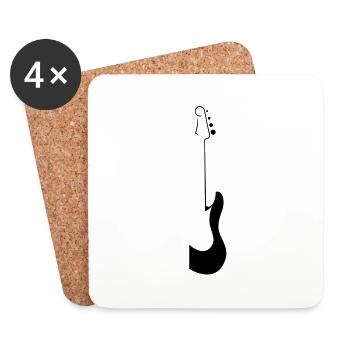 guitare - Dessous de verre (lot de 4) - blanc - Devant