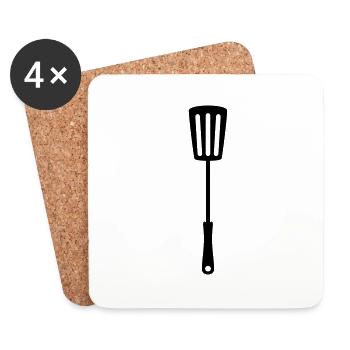 pans grill fork barbecue tongs grill fork - Coasters (set of 4) - white - Front