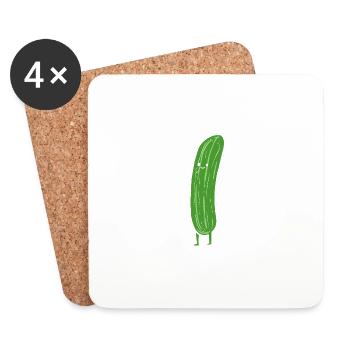 Heureux amateurs de concombre veggie. Cadeau - Dessous de verre (lot de 4) - blanc - Devant