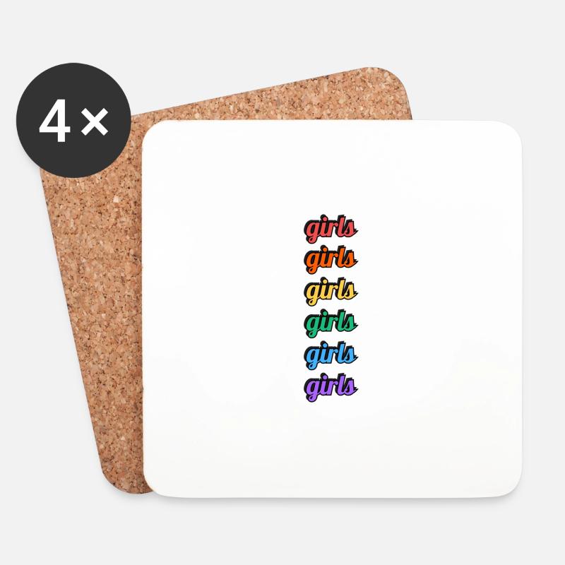 Lesbische Mädchen Regenbogen Text - Untersetzer (4er-Set) - Weiß