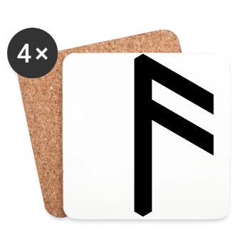 Rune: Ansuz ᚨ (A) Ase, Quantum Runes Futhark 0 © - Coasters (set of 4) - white - Front