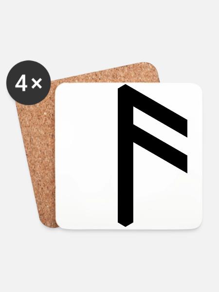 Rune: Ansuz ᚨ (A) Ase, Quantum Runes Futhark 0 © - Untersetzer (4er-Set) - Weiß