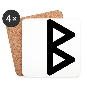 Rune: Berkjon/Berkano ᛒ (B),QuantumRunesFuthark0 © - Untersetzer (4er-Set) - Weiß - Vorne