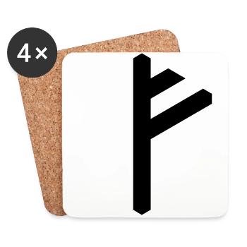 Rune: Fehu ᚠ (F), Quantum Runes Futhark 0 © - Untersetzer (4er-Set) - Weiß - Vorne