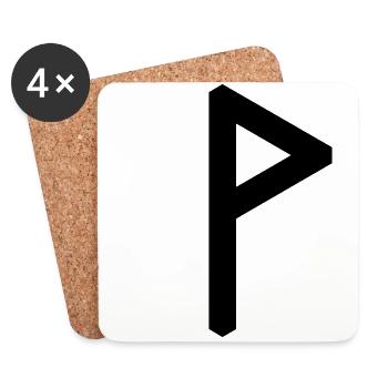 Rune: Wunjo ᚹ (W), Quantum Runes Futhark 0 © - Dessous de verre (lot de 4) - blanc - Devant