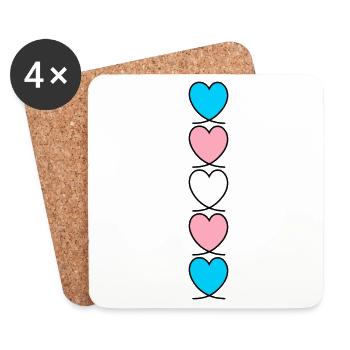 Transgenre Cœur Transsexuel Trans* Cœur Trans - Dessous de verre (lot de 4) - blanc - Devant