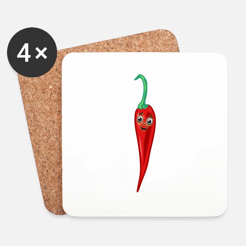 Chilischote Peperoni Küche Köche Koch - Untersetzer (4er-Set) - Weiß