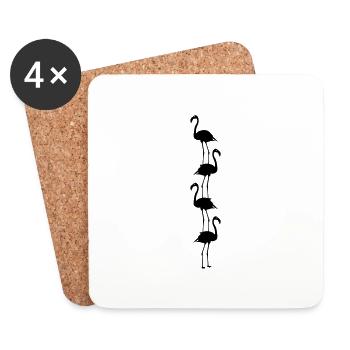 Flamingos Tiere - Untersetzer (4er-Set) - Weiß - Vorne