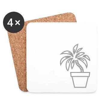 Minimalist Palm Tree / Palmier Minimaliste - Dessous de verre (lot de 4) - blanc - Devant