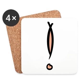 Point d’exclamation décoratif. Dessiné à la main. - Dessous de verre (lot de 4) - blanc - Devant