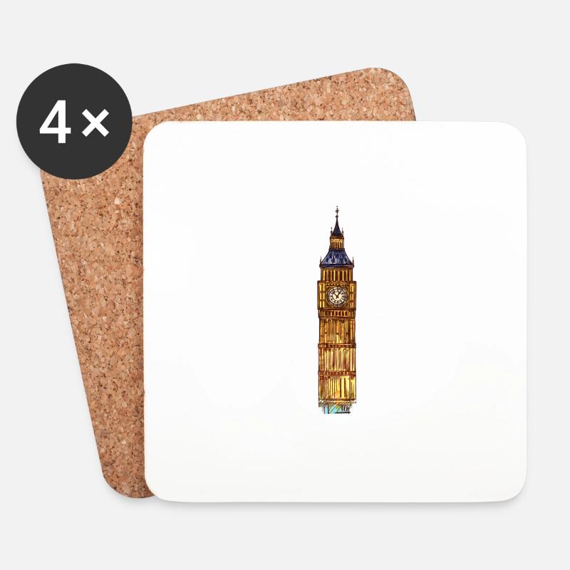 London England Big Ben - Untersetzer (4er-Set) - Weiß