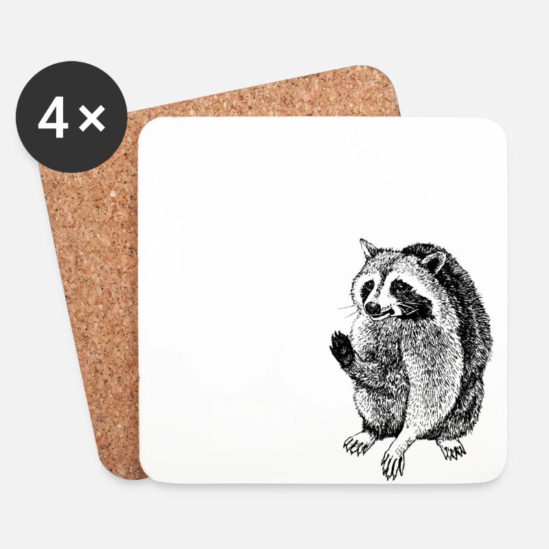 Charmanter Waschbär - Untersetzer (4er-Set) - Weiß