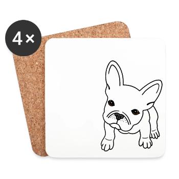 Bulldog français - Dessous de verre (lot de 4) - blanc - Devant