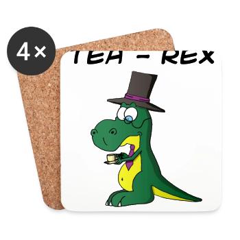 Tea-Rex - Untersetzer (4er-Set) - Weiß - Vorne