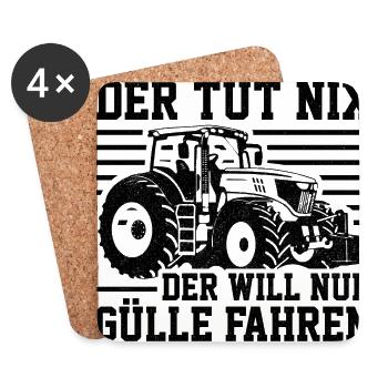 Der Tut Nix Der Will Nur Gülle Fahren Landwirt Bau - Untersetzer (4er-Set) - Weiß - Vorne
