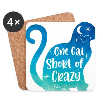 One Cat Short Of Crazy Cat Lover Cat Owner Pet Ani - Untersetzer (4er-Set) - Weiß - Vorne