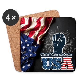 USA, étoiles et ceintures - Dessous de verre (lot de 4) - blanc - Devant