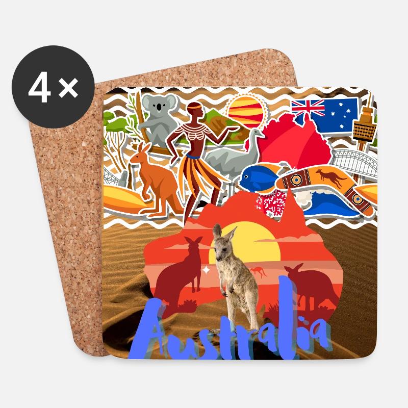 Australien, Känguru. - Untersetzer (4er-Set) - Weiß